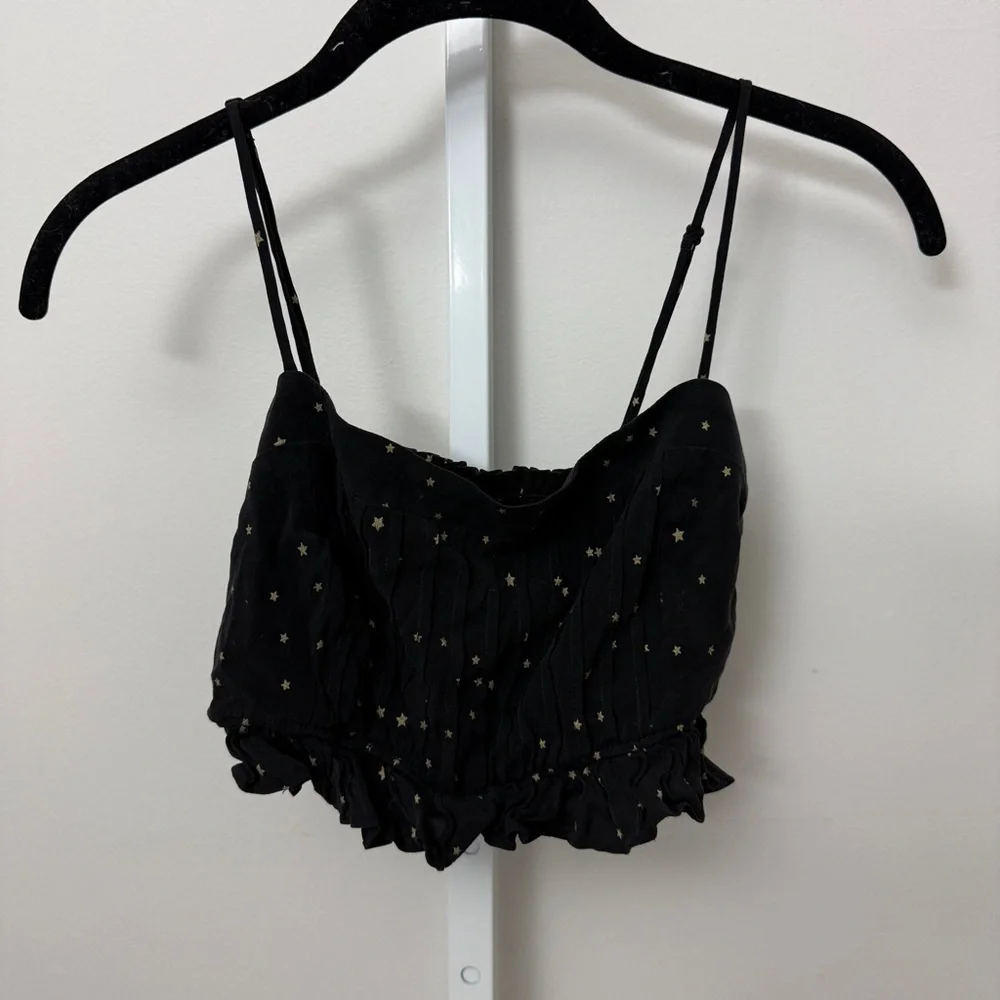 FIVESEVENTYFIVE Black Star Print Crop Top SIZE XS NEW WITH TAGS - Picture 2 of 7